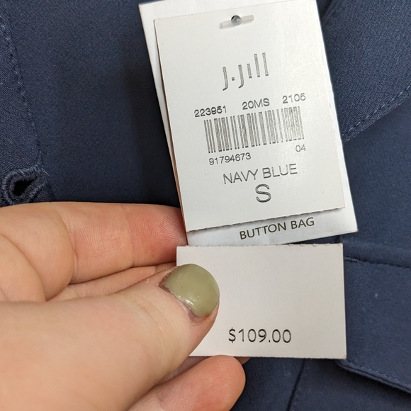 NWT J. Jill Wearever Collection Navy Cinched Button-Down Jacket Size S 💙✨ - Picture 13 of 14